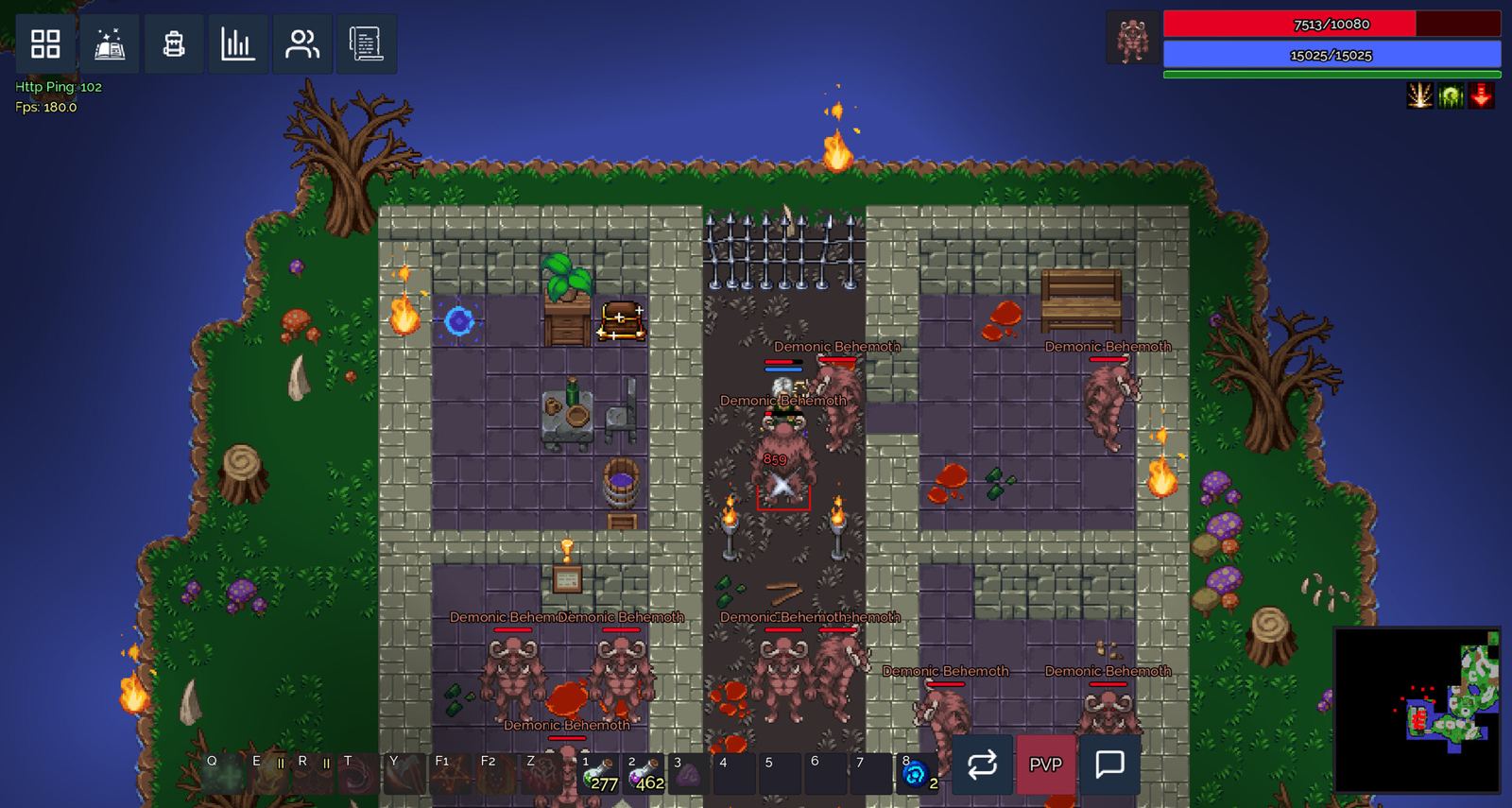 The skill and levelling interface